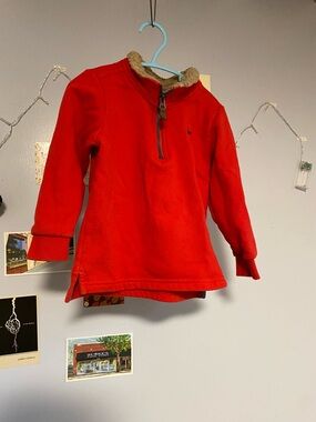 Carter's Red Sherpa-Trim Half-Zip Pullover